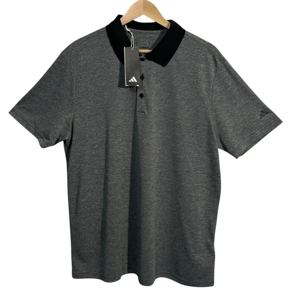 adidas Men's Performance Polo Golf Shirt XL Gray‎ Black Moisture-wicking Fabric
